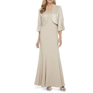 Maya Brooke Womens Formal Maxi Sleeveless Dress with Jacket Size 14